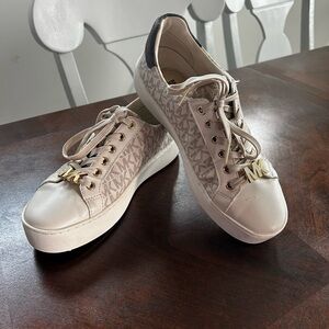 Michael Kors White and Gray Logo Sneakers